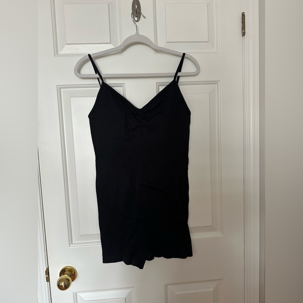 American Eagle Black Ribbed Romper